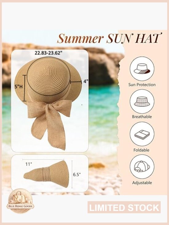 Straw Sun Hat UV Protection Foldable Beach Hat Adjustable Chin Strap Women\'s main image 5